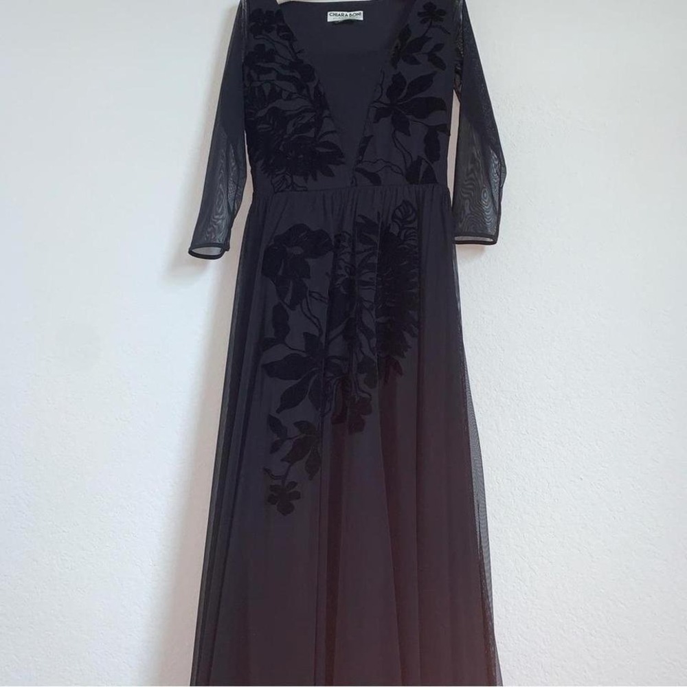La Petite Robe di Chiara Boni Square Velvet Floral Neckline Long Dress Size 44
